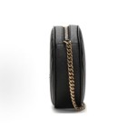 SAINT LAURENT YSL Vinyle distressed gold Logo chain quilted small round bag crossbody single-shoulder bag for women, black